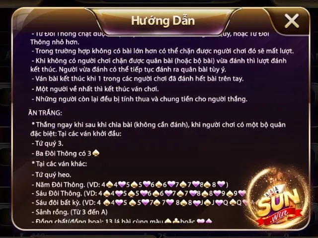 Các quy định về cách chơi tiến lên đếm lá Sunwin cơ bản