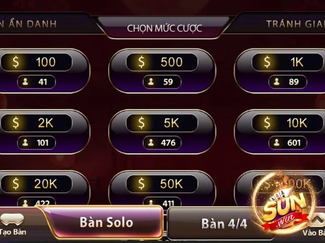 Chọn bàn cược game bài tùy vào năng lực tài chính