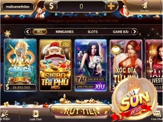 Tính năng sảnh game bài sunwin