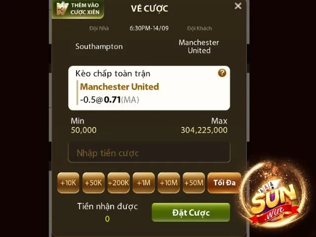 Ví dụ về sử dụng kèo 0.5 trong trận đấu thực tế